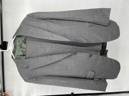 Mens Gray Striped Notch Collar Blazer & Pants 2 Piece Suit Set Size 44