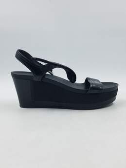 Authentic Prada Black Patent Wedge Sandals W 8.5