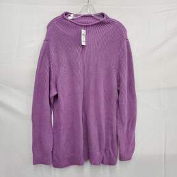 NWT Karen Scott Lavender Plum Rosette 100% Cotton Crewneck Sweater Size 3X
