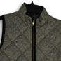 Womens Yellow Black Herringbone Sleeveless Mock Neck Full-Zip Vest Size S image number 3