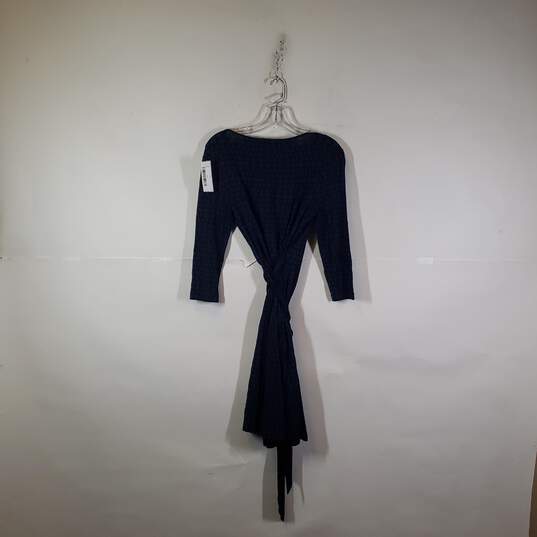 Womens Geometric Stretch Long Sleeve Knee Length Wrap Dress Size Small image number 2