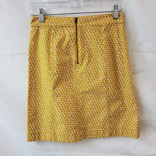 Boden Yellow Floral Print Pattern Skirt Size 2 image number 2
