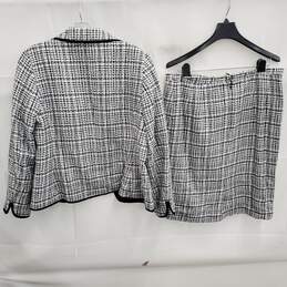 Pendleton Petites Gray/White/Black Woven Cotton Blend 2-Piece Skirt Suit Set Size 14 alternative image