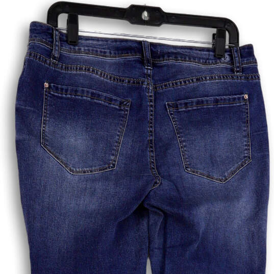 Womens Blue Denim Medium Wash Distressed Pockets Skinny Leg Jeans Size 10 image number 4