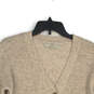 Womens Beige Front Pockets Long Sleeve Knitted Cardigan Sweater Size Small image number 3