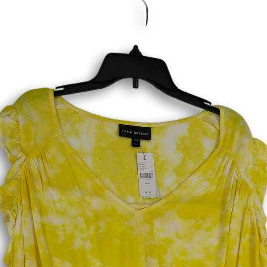 NWT Womens Yellow Tie-Dye Sleeveless V-Neck Pullover Blouse Top Size 18/20 image number 3