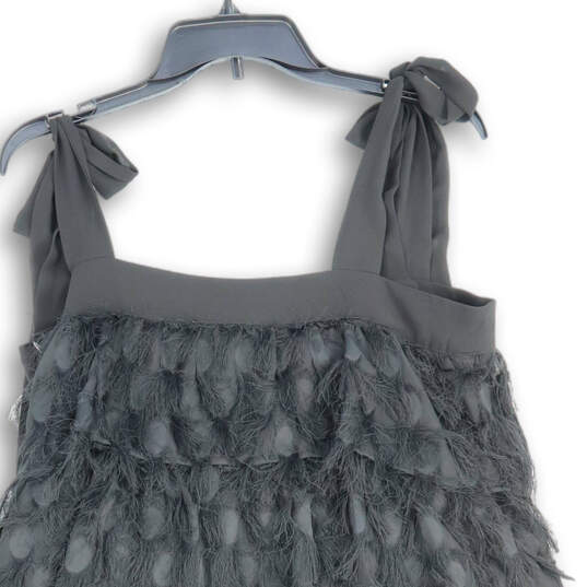 NWT Womens Black Square Neck Sleeveless Fringe Mini Dress Size Large image number 4