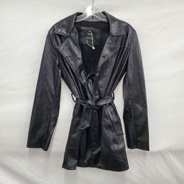 Bershka WM's Black Faux Leather Belted Jacket Size XS / Like New