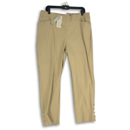 NWT Womens Tan Flat Front Slim Fit Straight Leg Pull-On Ankle Pants Size 3R/16R image number 1