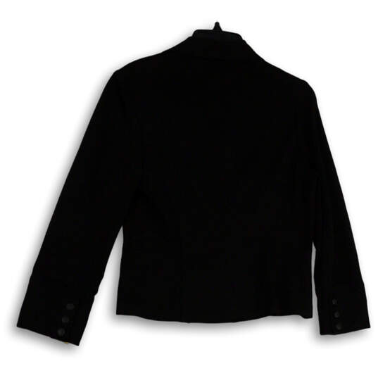 Womens Black Long Sleeve Notch Lapel Double Breasted Blazer Jacket Size S image number 2