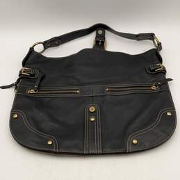 Kate Landry Womens Black Gold Leather Studded Top Handle Handbag