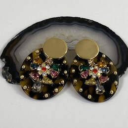 Designer J. Crew Gold-Tone Multicolor Stone Tortoise Shell Drop Earrings