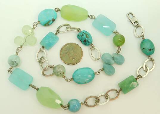 Silver Tone Contemporary Turquoise, Aqua & Agate Jewelry image number 6