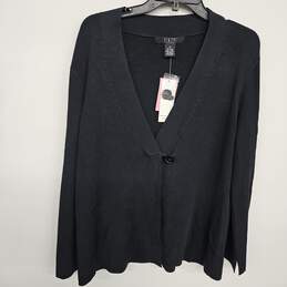Black Long Sleeve Cardigan With Button