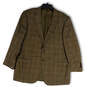 Mens Brown Plaid Long Sleeve Notch Lapel Two-Button Blazer Size 56R image number 1