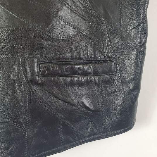 Men's Black Leather Vest SZ XL image number 3