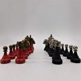 Wooden with Metal Top Chess Pieces  Black And Red alternative image