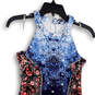 Womens Blue Pink Floral Sleeveless Halter Neck Stretch Sheath Dress Size 2 image number 3
