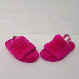UGG Fluff Yeah Slide Logo-strap Pink Slippers Women's Size 4