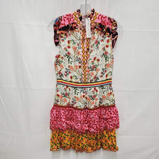 NWT Alice & Olivia Kathy Multi Color Floral Mini Dress Size 4 image number 1