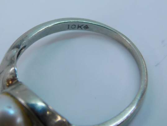 10K White Gold Cultured Pearl Ring 2.7g image number 5