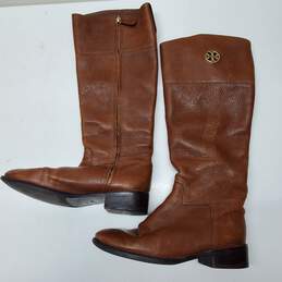 Tory Burch Brown Pebbled Leather Riding Boots Size 7