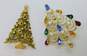 Vintage Arthur Pepper & Gold Tone Rhinestone Christmas Tree & Wreath Brooches 73.6g image number 3