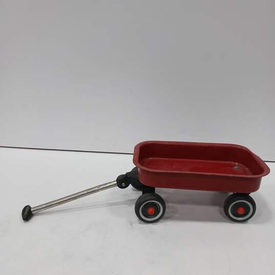 Vintage Red Metal Wagon with Handle image number 5