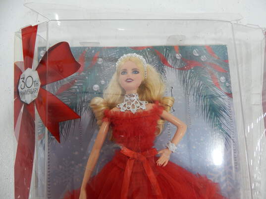2018 Barbie 30th Anniversary Holiday Doll In Red Dress In Box image number 2