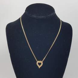 14k Gold 16 Diamond Heart Pendant Necklace 4.8g