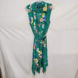 Anthropologie Rory WM's Maeve Long Green Floral Sleeveless Shirt-Dress  Sz. 12