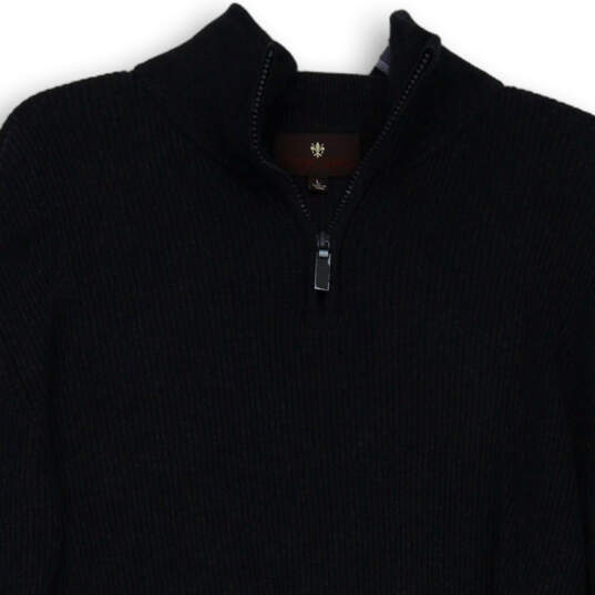 Mens Charcoal Gray Long Sleeve Mock Neck 1/4 Zip Pullover Sweater Size L image number 3