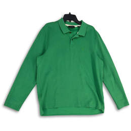 Mens Green Spread Collar Long Sleeve Golf Polo Shirt Size 6