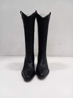 Women's Black Leather Kitten Heel Embordered Western Boots 7M alternative image