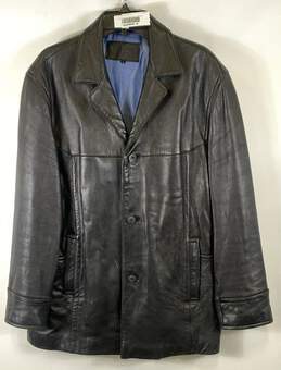 Alegre Uomo Black Leather Coat - Size Large