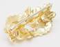 Scalle 14K White Pearls Brushed Textured Flowers & Leaves Brooch 3.9g image number 4