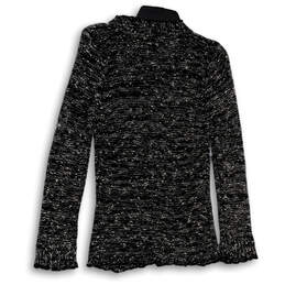 Womens Black White Long Sleeve Button Front Cardigan Sweater Size Medium alternative image