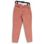 Womens Pink Light Wash Stretch Pockets Tapered Leg Ankle Jeans Size 8 image number 1