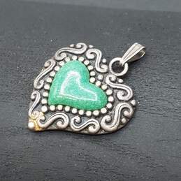 Carolyn Pollack Relios Sterling silver Green Turquoise Heart Pendant 7.6g alternative image