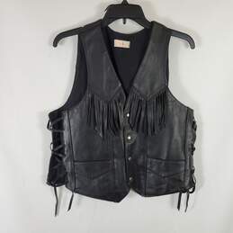 Cheli's Women Black Leather Vest M