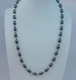 Artisan Silvertone Hematite Oval & Hammered Beaded Necklace Drop Earrings & Bracelet Set 95.5g alternative image