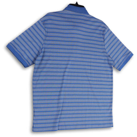 Mens Blue Striped Traditional Fit Short Sleeve Polo Shirt Size L/T 42-44 image number 2