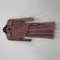 Womens Red White Geometric Waist Tie Collared Midi Wrap Dress Size Medium image number 1
