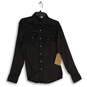 NWT Womens Black Pointed Collar Long Sleeve Flap Pocket Button-Up Shirt Size XS image number 1