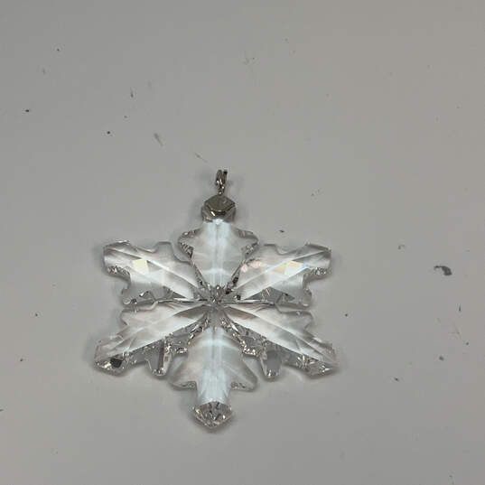 Designer Swarovski Silver-Tone Snowflake Ornament Crystal Cut Chain Pendant image number 2