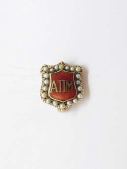 Vintage 10K Yellow Gold Seed Pearl Fraternity Pin 3.5g