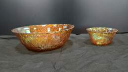 2PC Indiana Glass Orange Iridescent Bowls