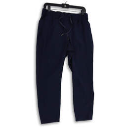 Womens Navy Blue Flat Front Elastic Waist Drawstring Sweatpants Size 8