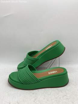 Labucq Womens Caye Green Leather Open Toe Slip-On Wedge Slide Sandals Size EU 38
