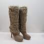 Fergie Suede Faux Fur Tall Knee Platform Zip Heel Boots Shoes Size 9.5 M image number 3